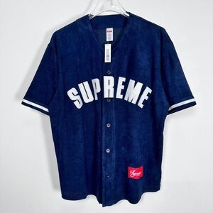 Supreme Ultrasuede Mesh Baseball Jersey Navy